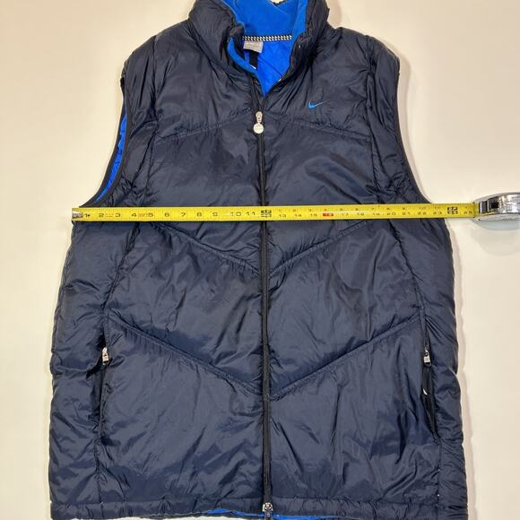 Vintage Nike Puffer Vest Mens XLT Extra Large Tall Blue Y2K Grey Duck Down - Picture 8 of 16